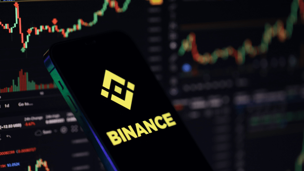 Binance logo met koersgrafieken